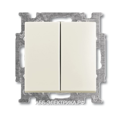 Выключатель 2-клавишный, цвет Шале(белый), ABB Basic 55